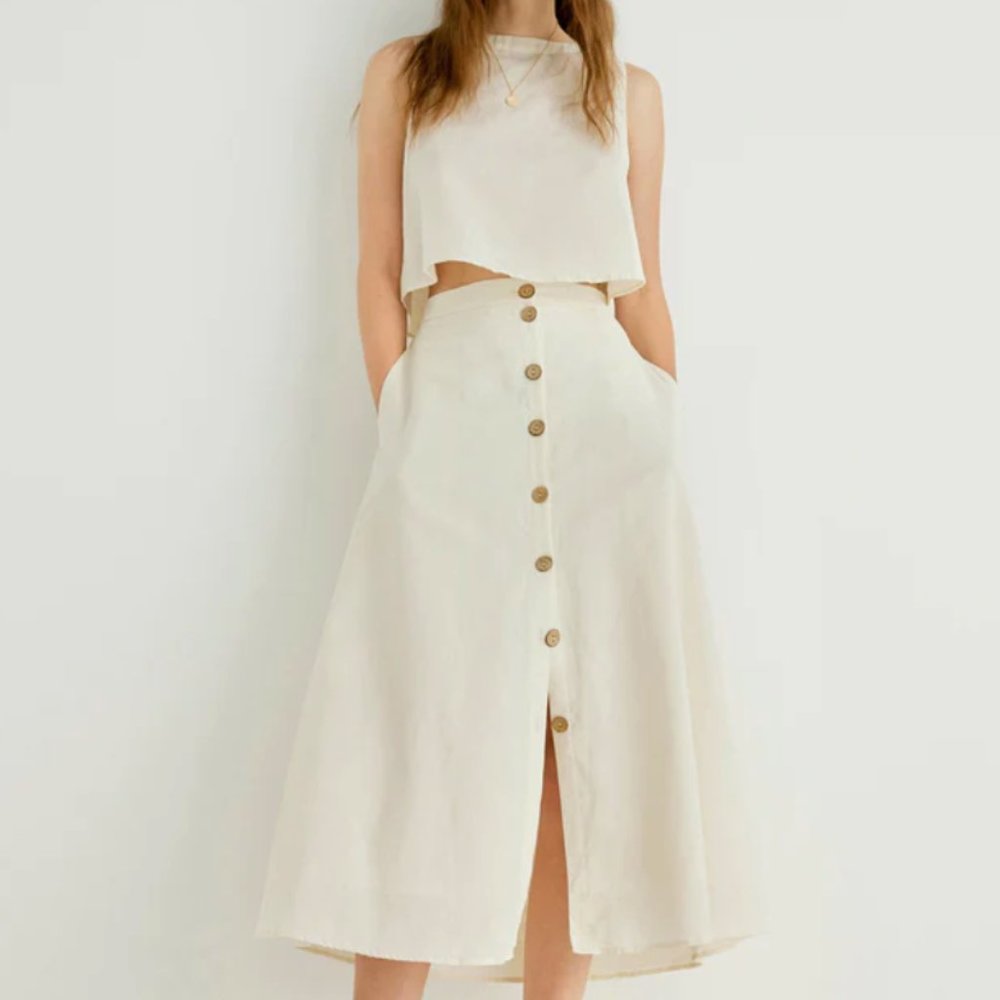 Grae Cove XXL Malia Cotton Cropped Top And Midi Skirt Set